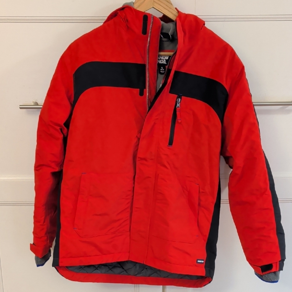 Lands End Boys Red and Black Winter Coat.